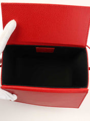 红色藤格纹缝线化妆包