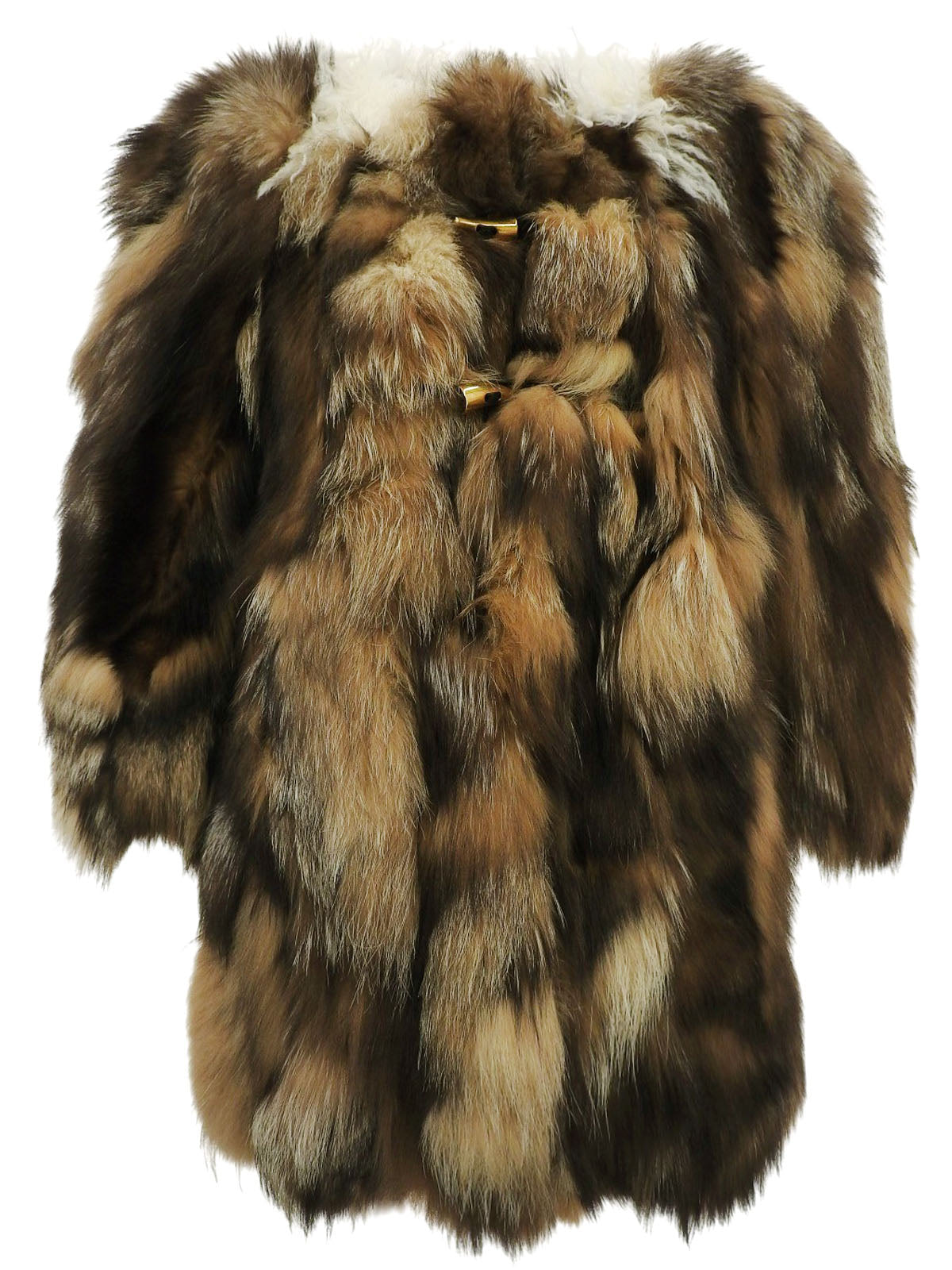 フォックスシープファーコート ブラウン/ホワイト| VINTAGE QOO TOKYO