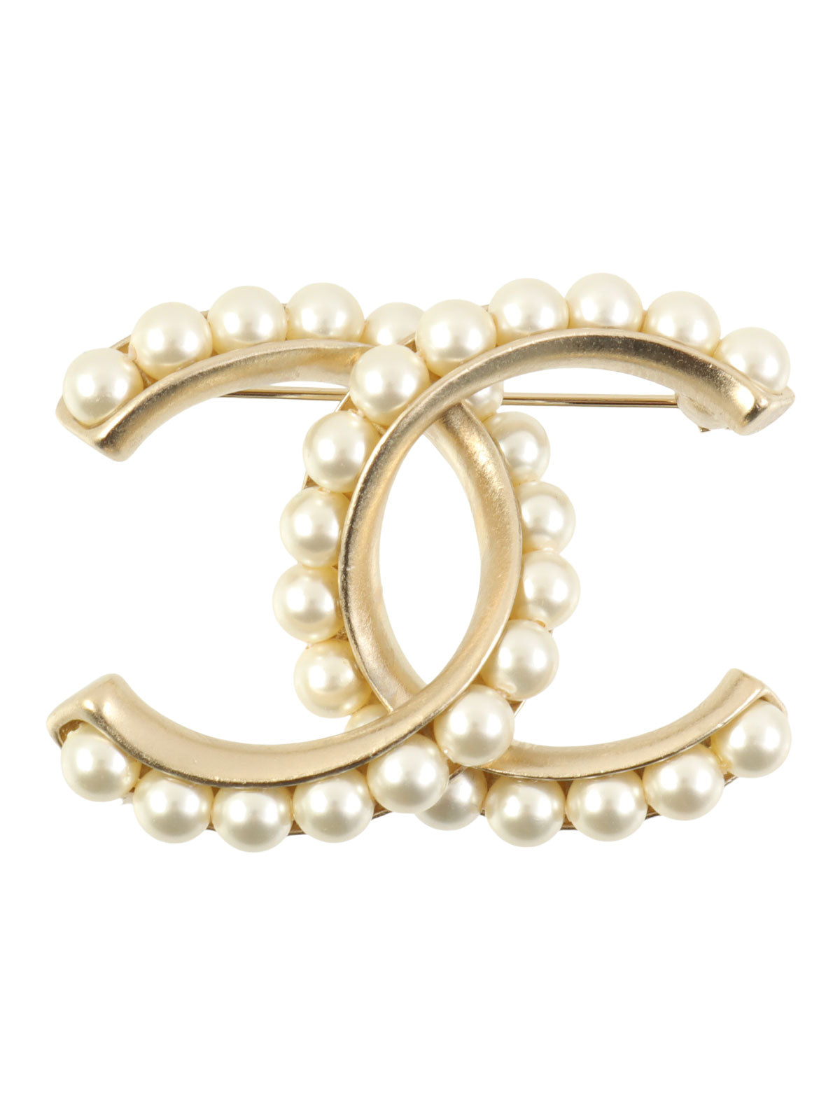 CCマークフェイクパールブローチ シャンパンゴールド/ホワイト