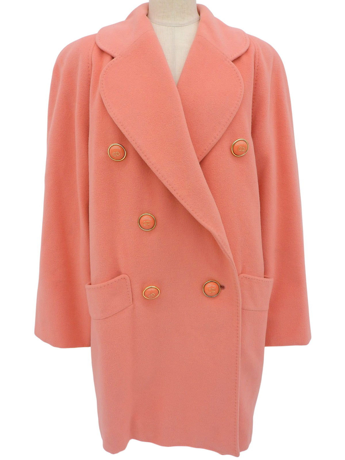 ウールロゴボタンダブルブレストコート ピンク| VINTAGE QOO TOKYO