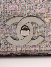 2004 Tweed CC 旋锁链条单肩包(灰色/粉色)