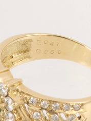 18K Gold/Green Emerald Diamond Design Ring