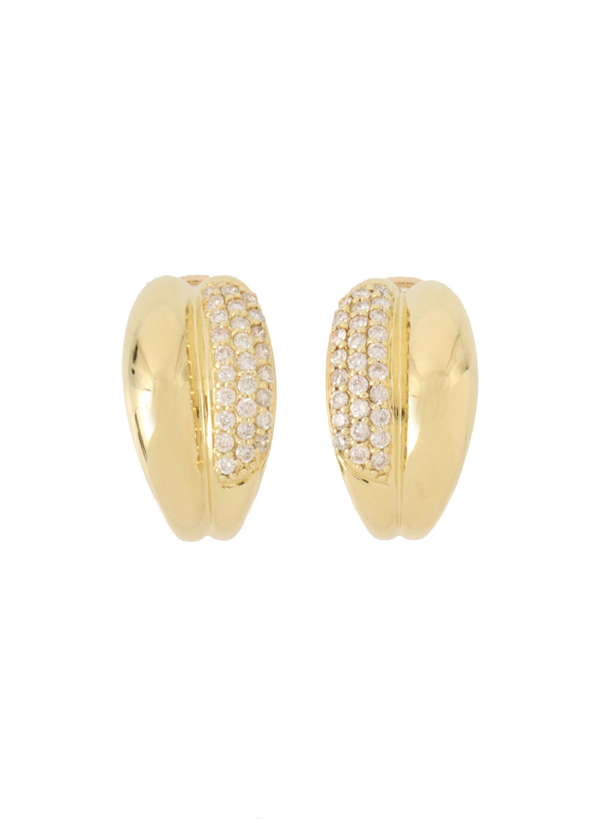 18K Gold Diamond Half Hoop Earrings