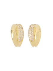 18K Gold Diamond Half Hoop Earrings