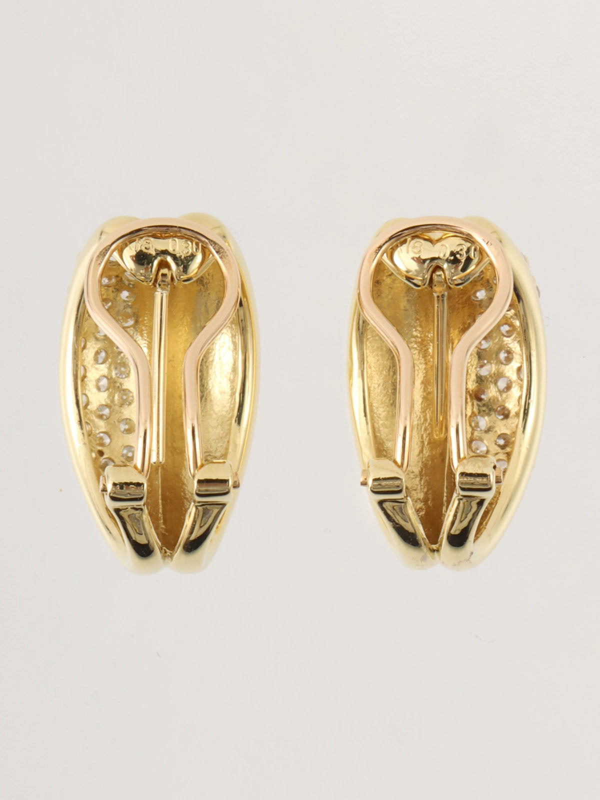 18K Gold Diamond Half Hoop Earrings