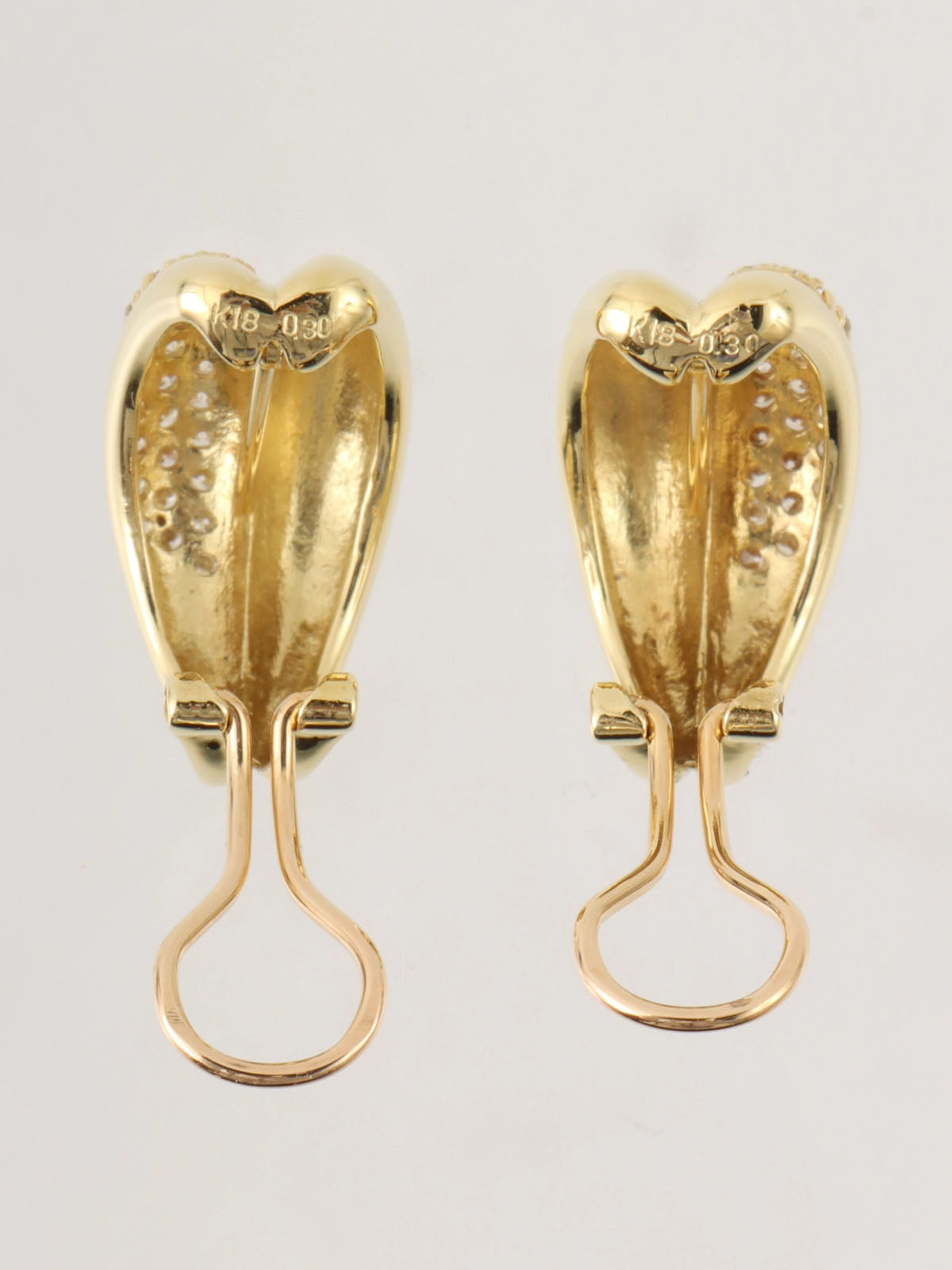 18K Gold Diamond Half Hoop Earrings