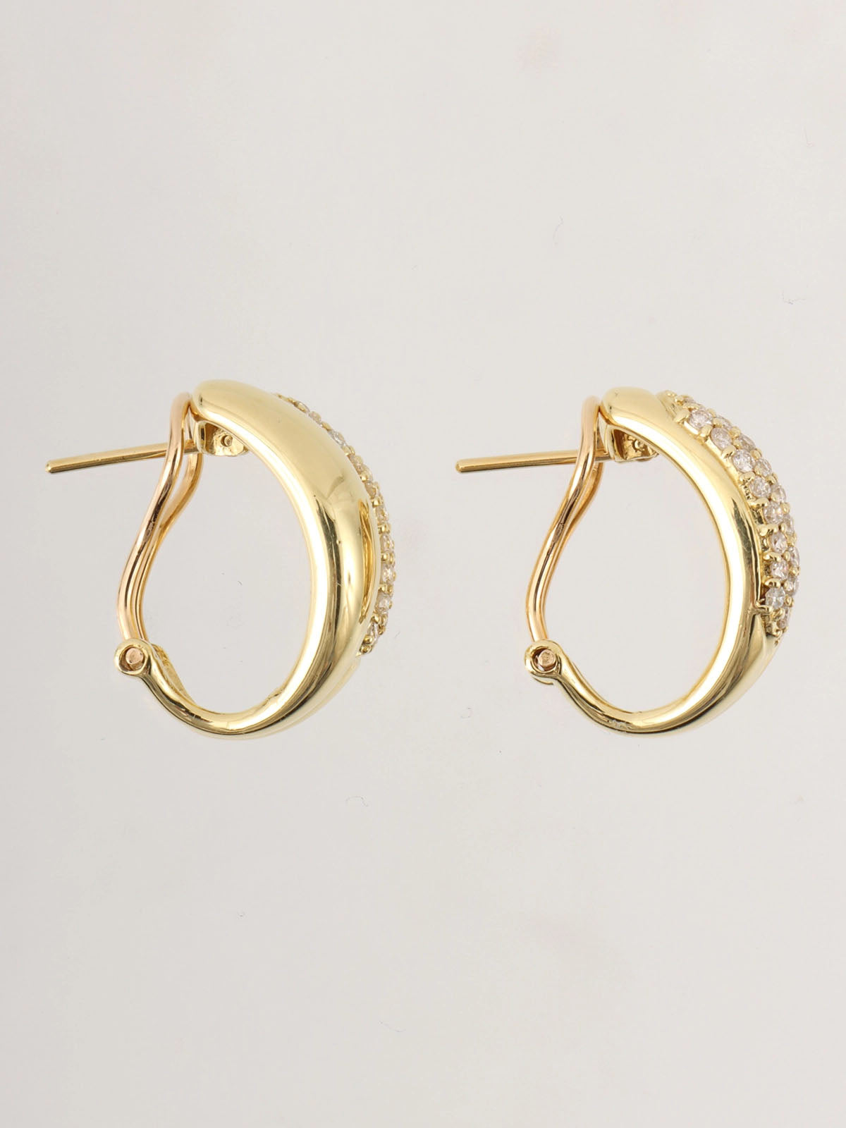 18K Gold Diamond Half Hoop Earrings