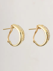 18K Gold Diamond Half Hoop Earrings