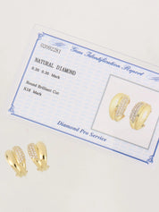 18K Gold Diamond Half Hoop Earrings