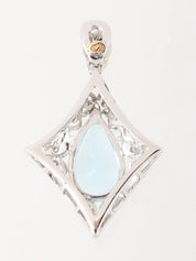 18K Aquamarine Diamond Cutout Pendant Top in Silver/Light Blue
