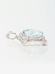18K Aquamarine Diamond Cutout Pendant Top in Silver/Light Blue