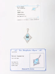 18K Aquamarine Diamond Cutout Pendant Top in Silver/Light Blue