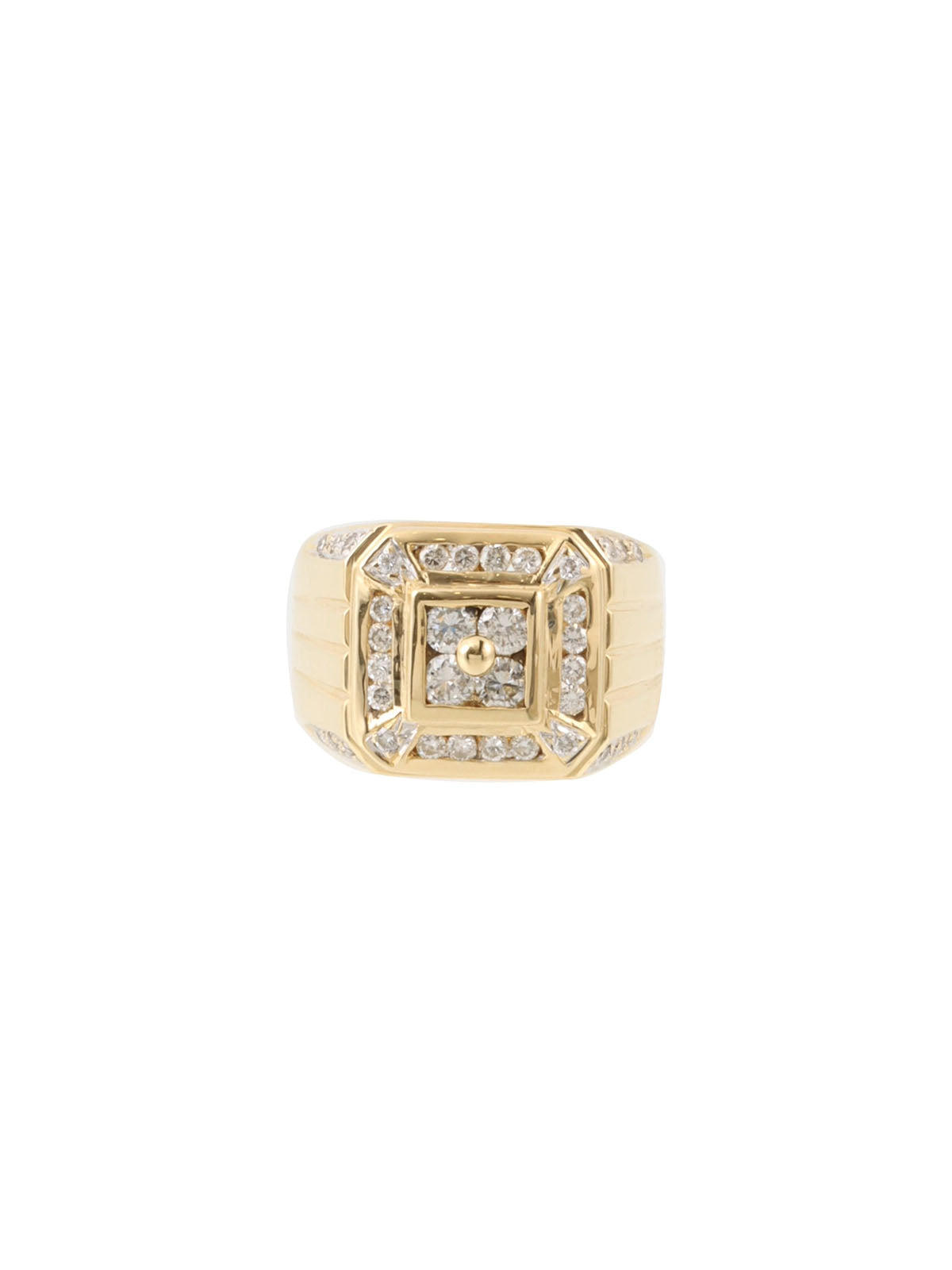 18K Gold Diamond Square Ring
