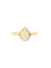 18K Gold/Multi Opal and Diamond Teardrop Ring