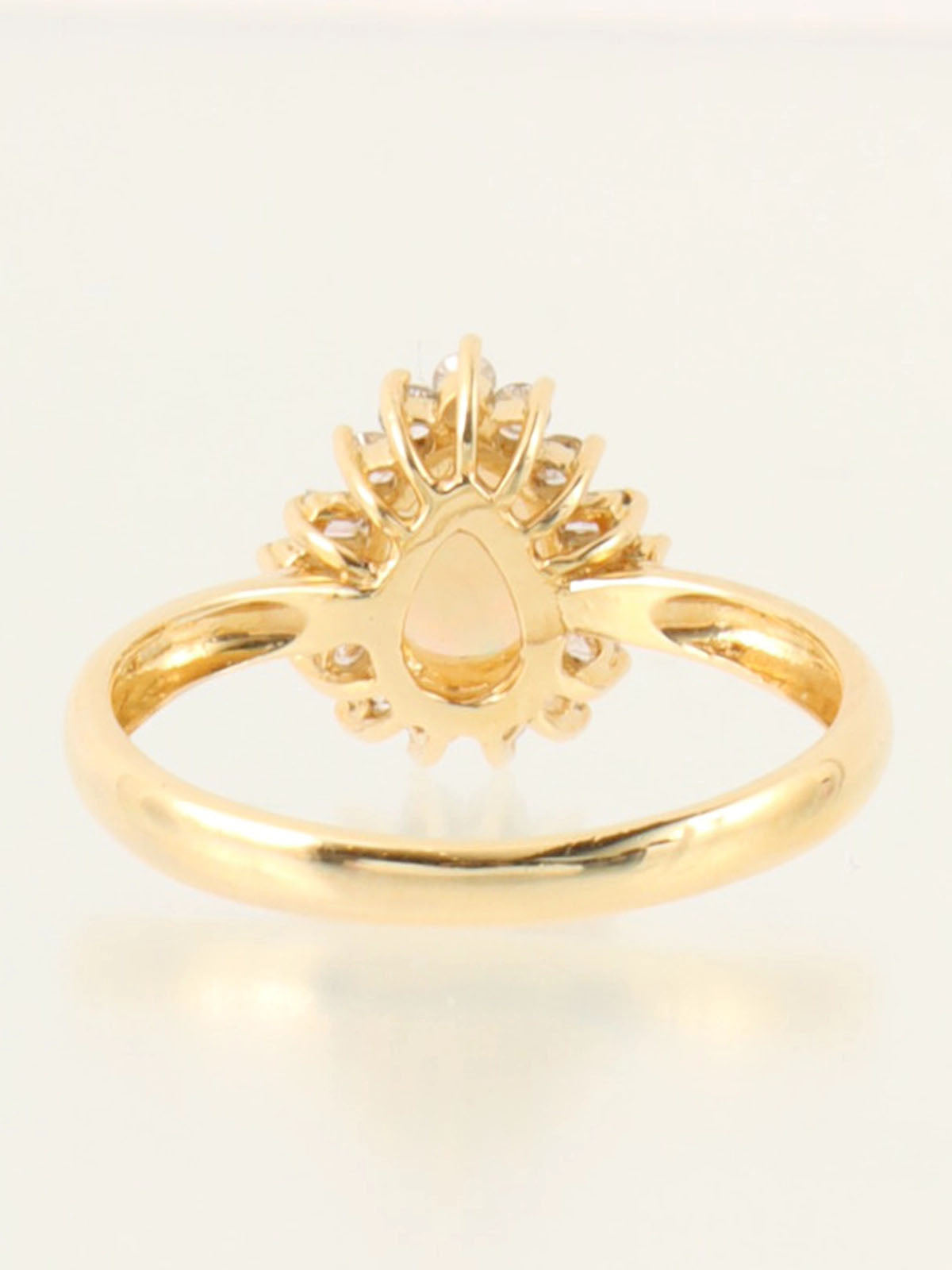 18K Gold/Multi Opal and Diamond Teardrop Ring