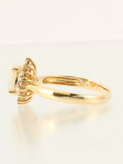 18K Gold/Multi Opal and Diamond Teardrop Ring
