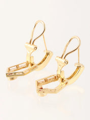 Diamond Ruby Pentagon Swing Earrings in Gold/Pink