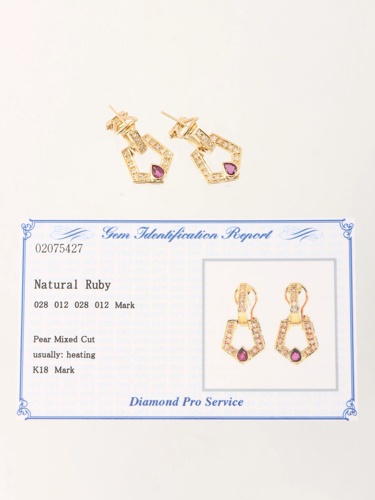 Diamond Ruby Pentagon Swing Earrings in Gold/Pink