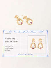 Diamond Ruby Pentagon Swing Earrings in Gold/Pink