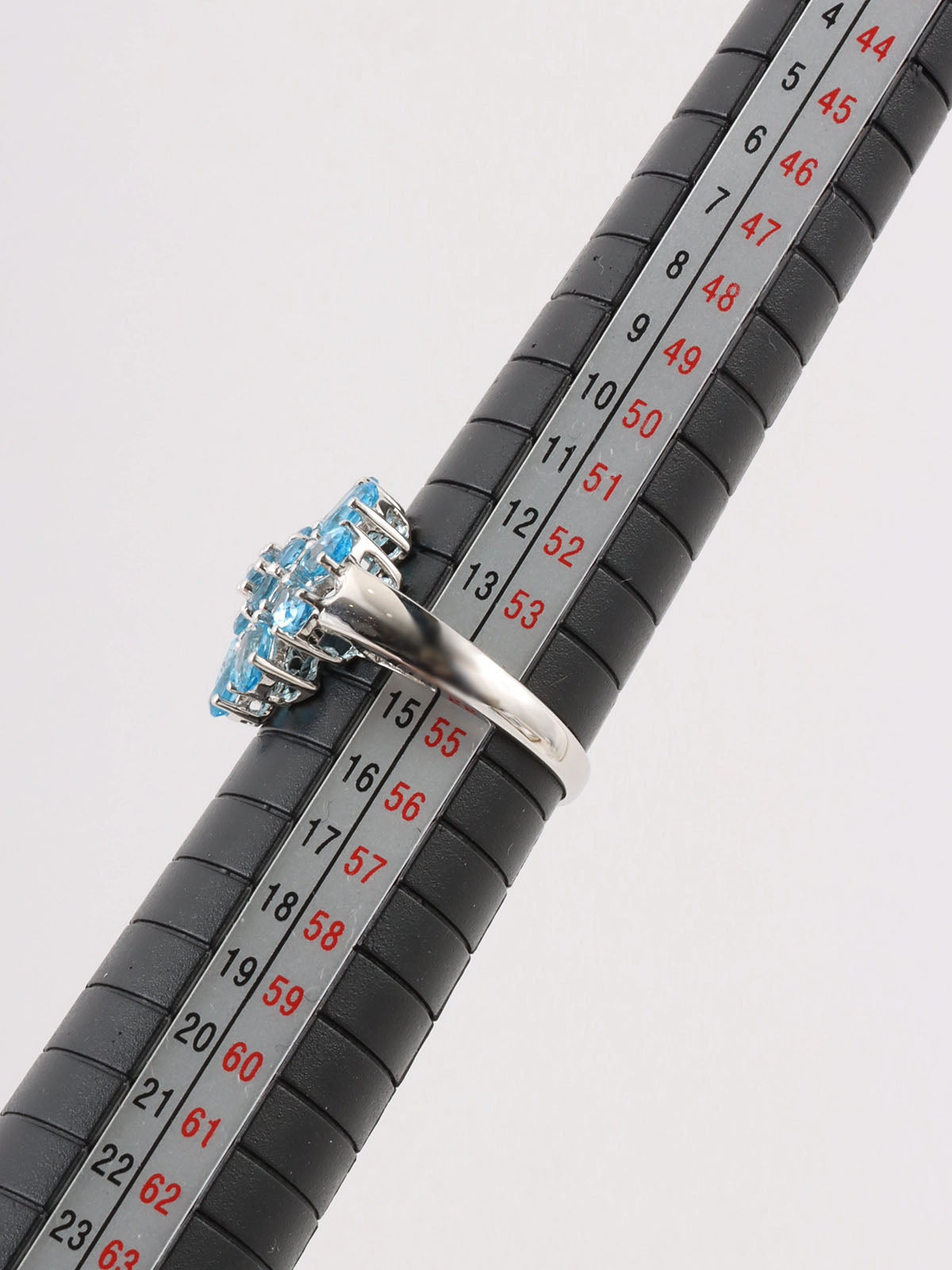 18K 托帕石花卉图案戒指(银色/冰蓝色)
