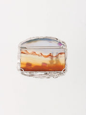 18K Chalcedony Ruby Picture Brooch in Silver/Cherry Red/Multi