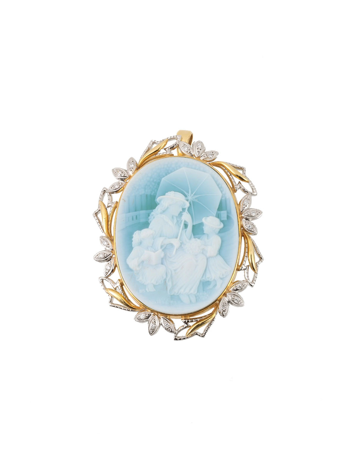 18K 白金钻石 Gerhard Schmidt Cameo 双向胸针(金/银/白)