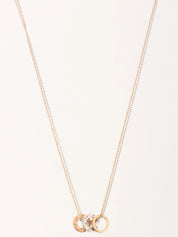 18K Diamond Love Three Hoop Necklace in Silver/Rose Gold