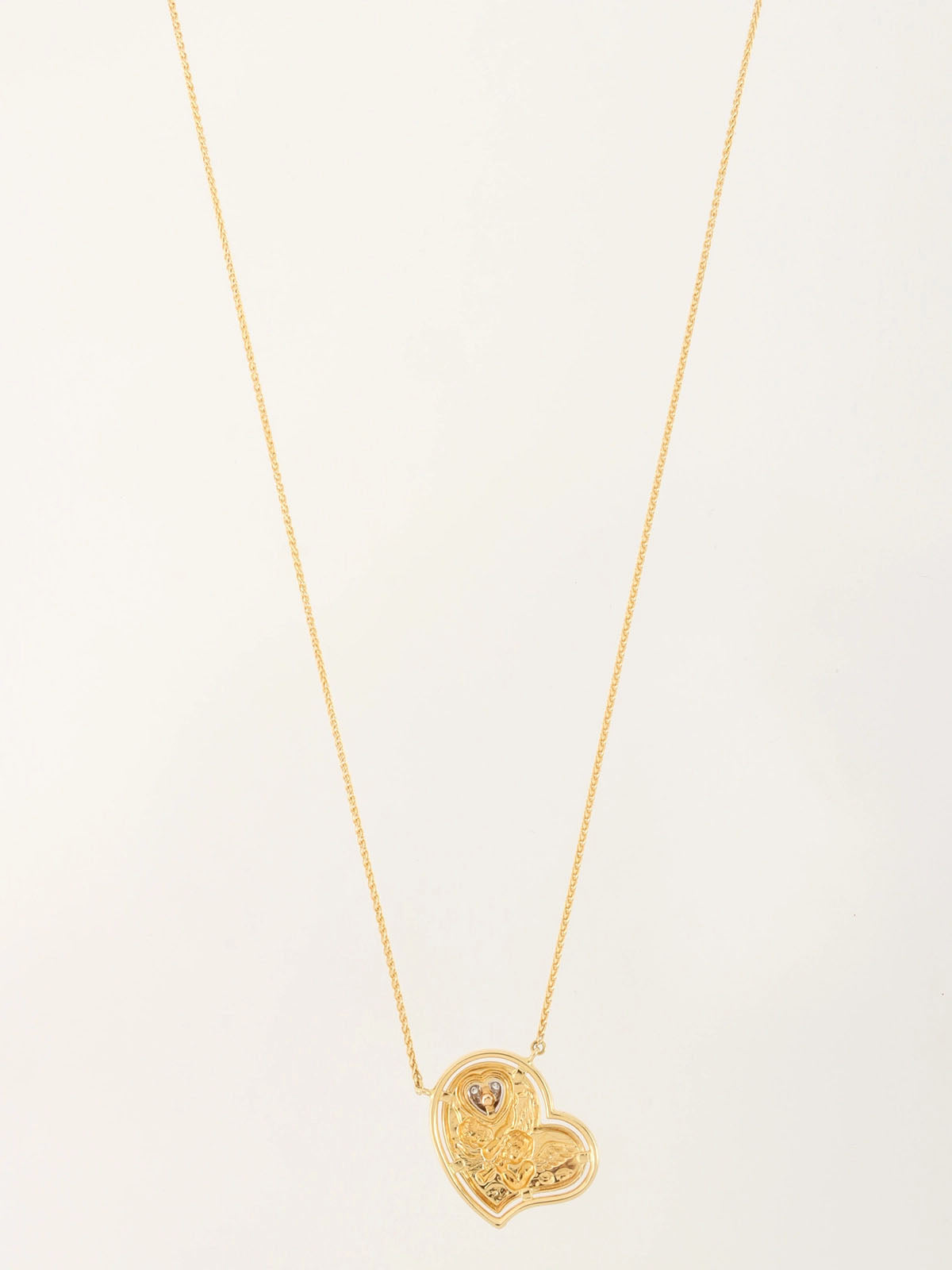 Carrera y Carrera 18K Gold Diamond Heart Angel Necklace