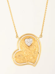 Carrera y Carrera 18K Gold Diamond Heart Angel Necklace