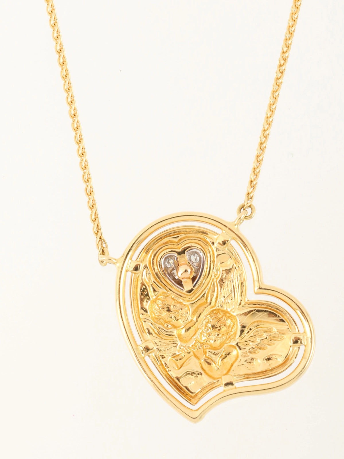 Carrera y Carrera 18K Gold Diamond Heart Angel Necklace