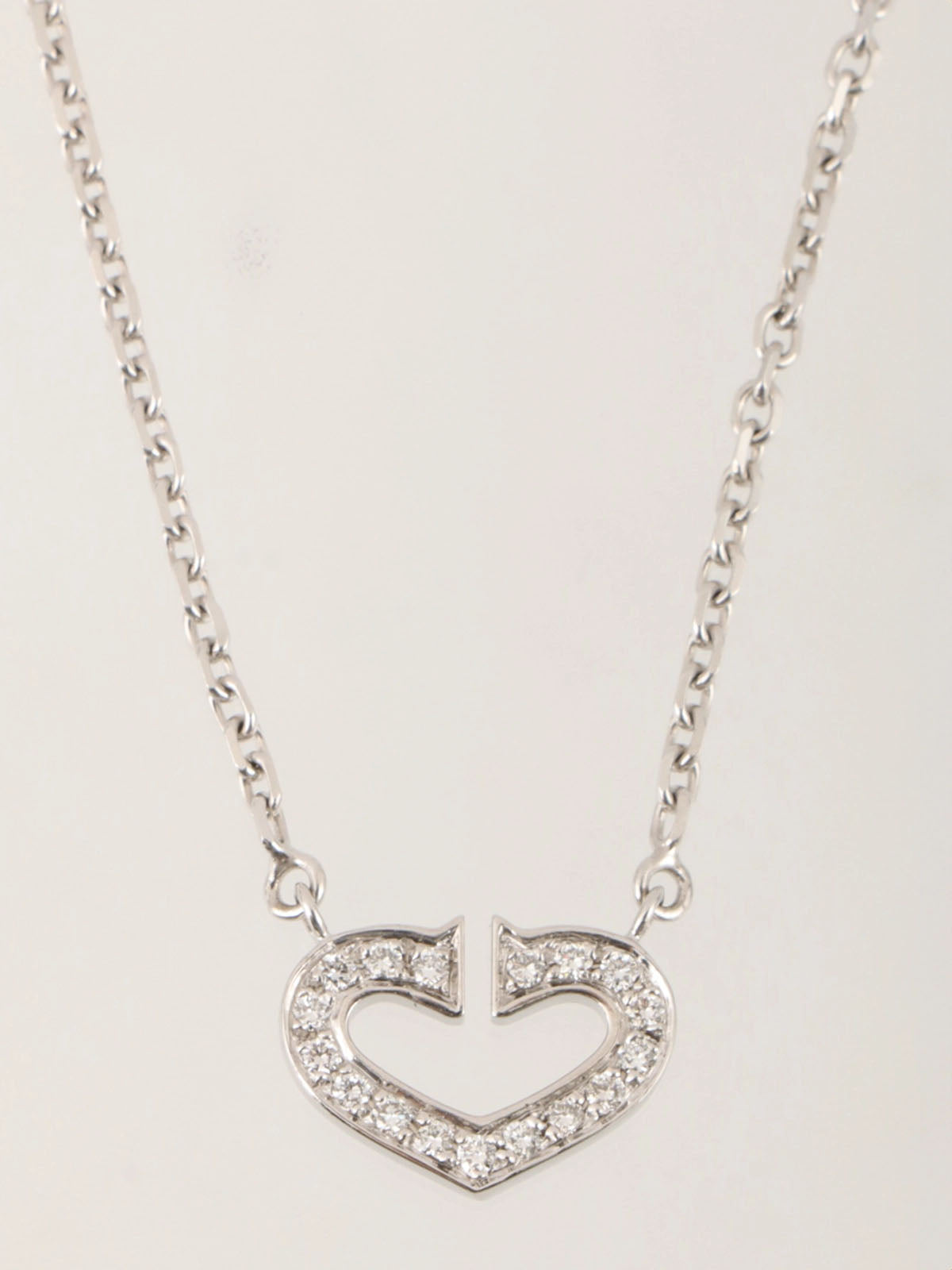18K Diamond C Heart Necklace in Silver