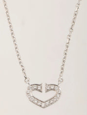 18K Diamond C Heart Necklace in Silver