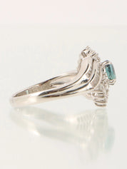 Platinum Alexandrite Diamond Design Motif Ring Blue/Silver