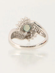 Platinum Alexandrite Diamond Design Motif Ring Blue/Silver