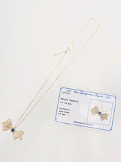 18K Sapphire and Diamond Ribbon Motif Necklace in Blue/Gold