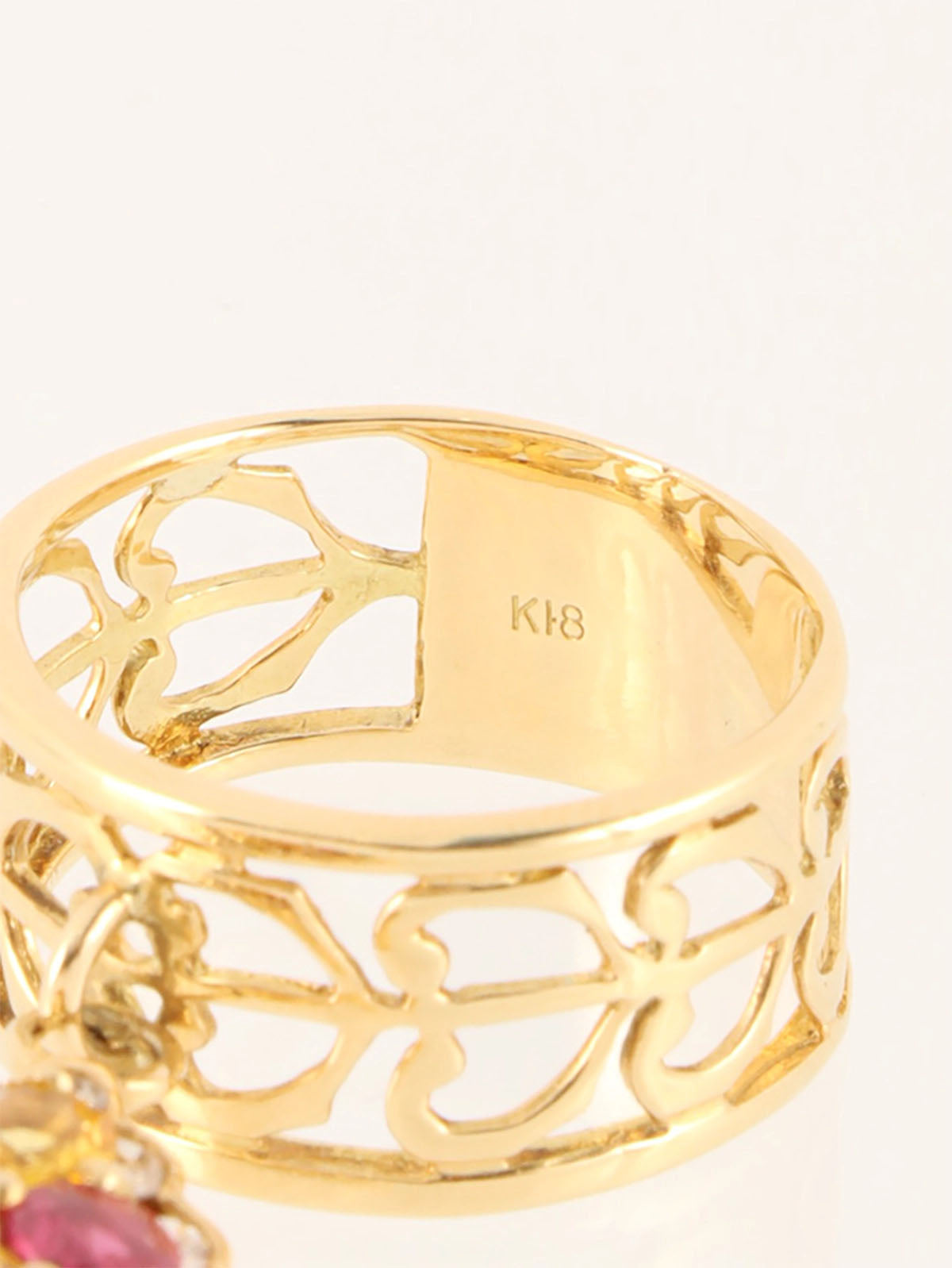 18K Sapphire and Diamond Motif Swing Ring, Gold/Multi