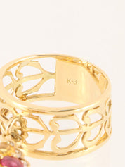 18K Sapphire and Diamond Motif Swing Ring, Gold/Multi