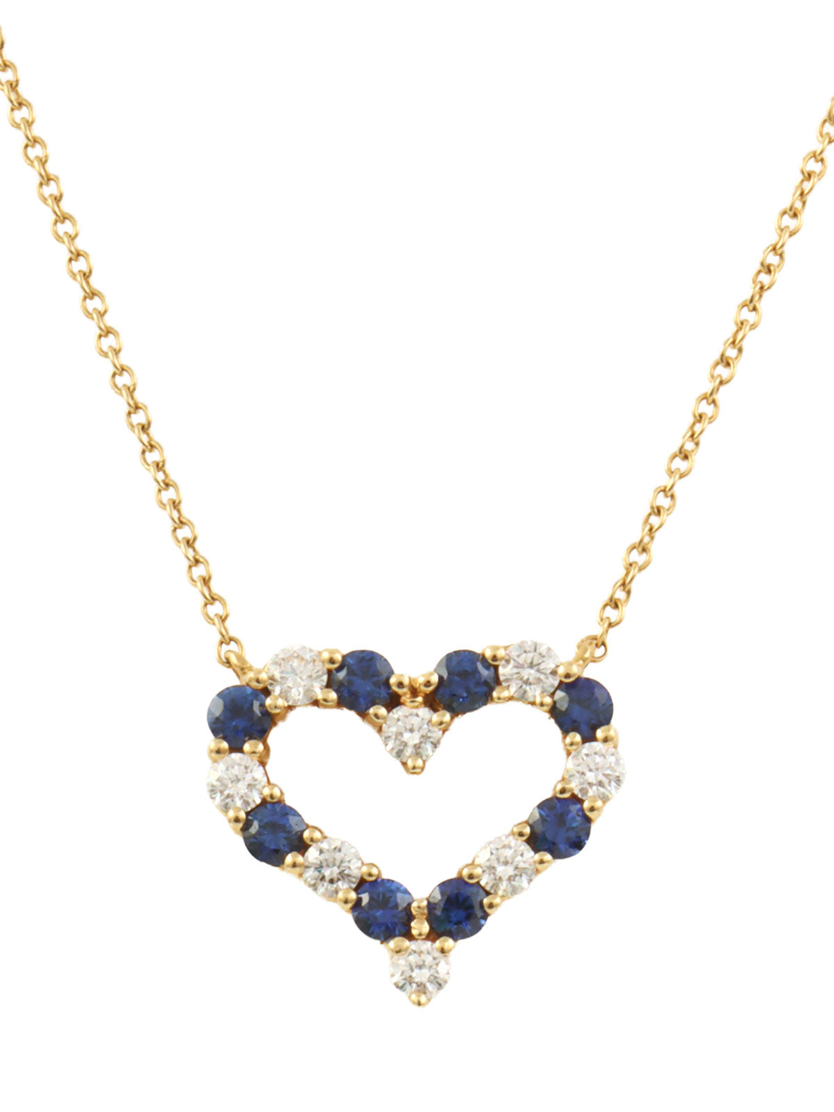 18K Sentimental Heart Necklace Gold/Blue