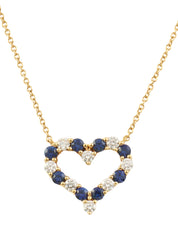18K Sentimental Heart Necklace Gold/Blue