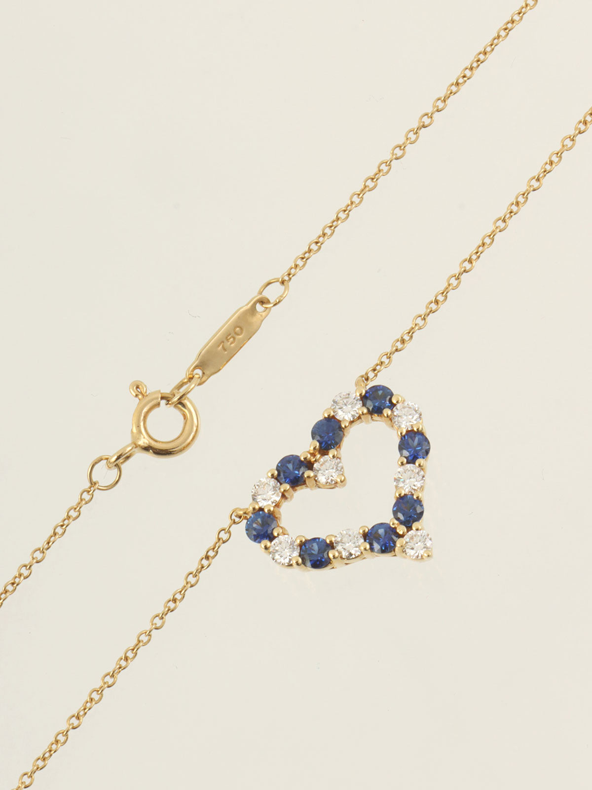 18K Sentimental Heart Necklace Gold/Blue