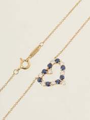 18K Sentimental Heart Necklace Gold/Blue