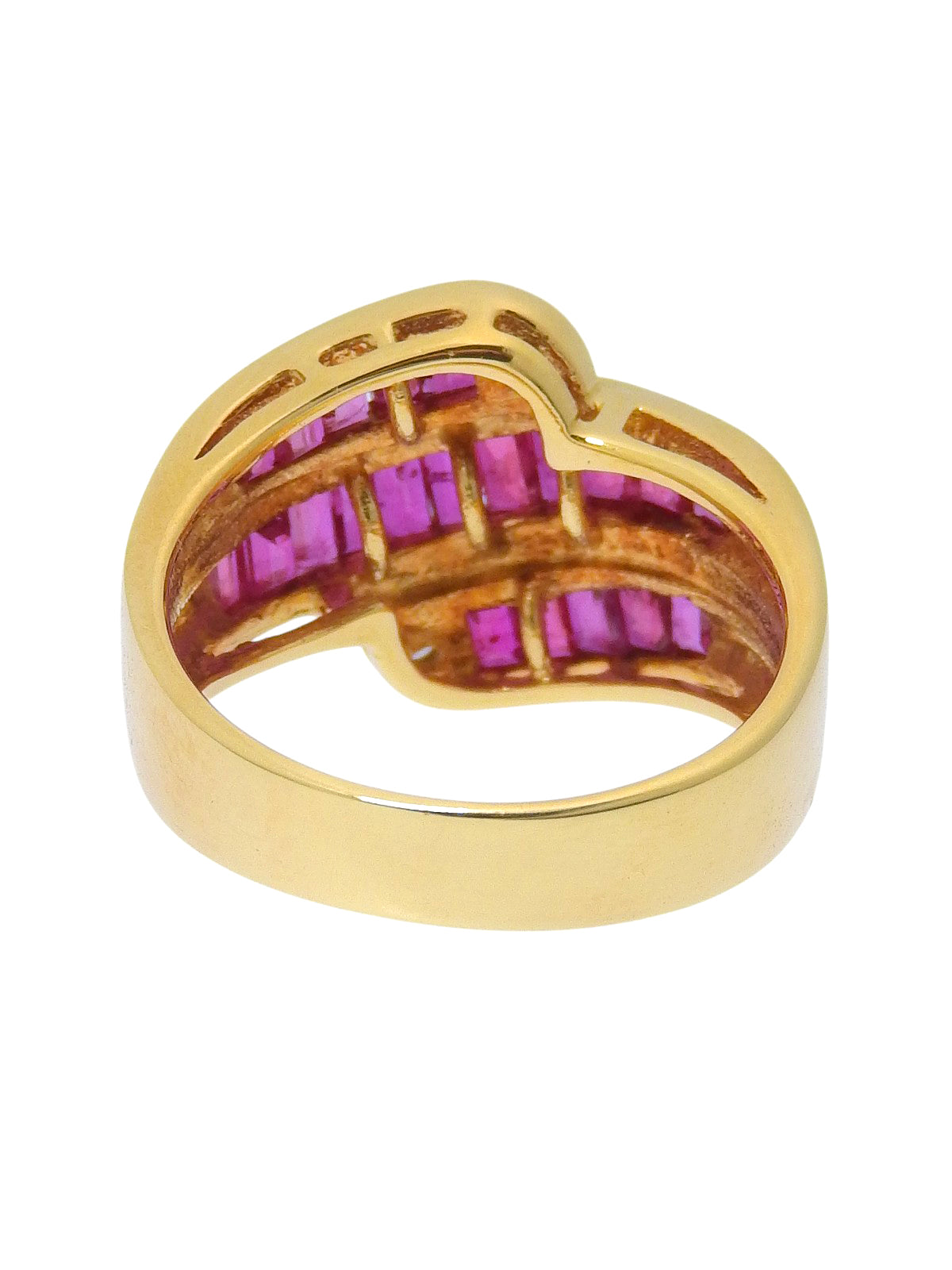 18K Gold/Pink Ruby and Diamond Design Ring