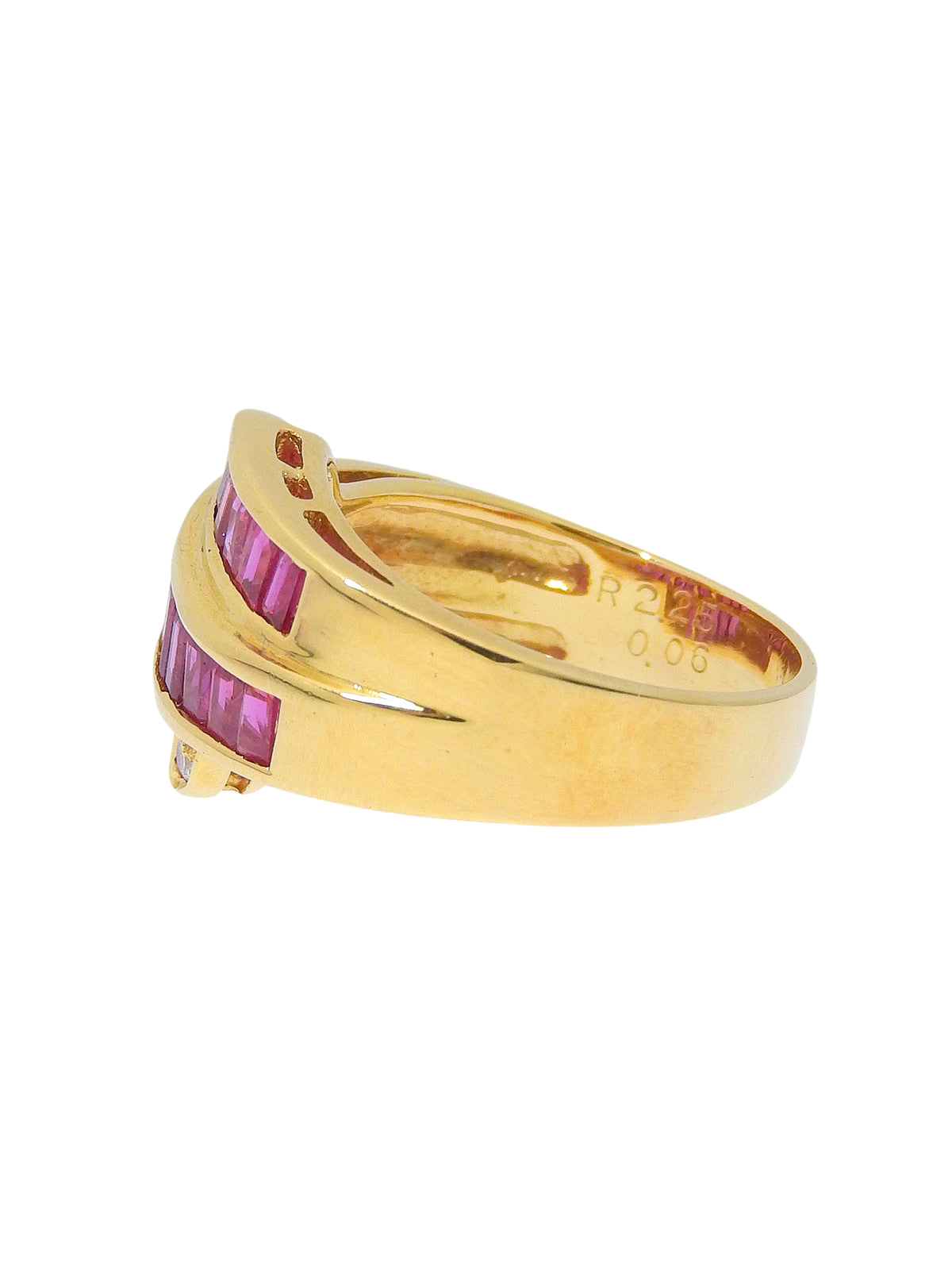 18K Gold/Pink Ruby and Diamond Design Ring