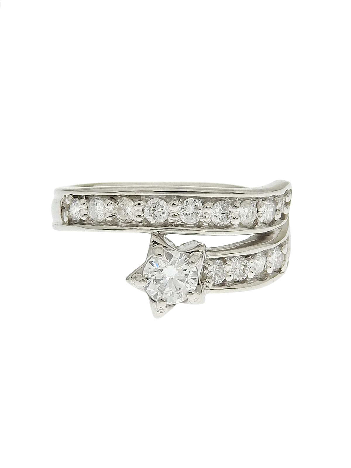 Platinum Diamond Star Design Ring in Silver