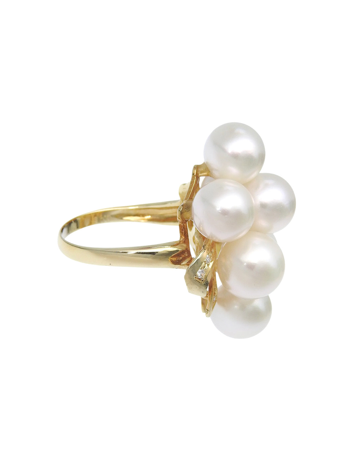 18K Akoya Pearl Diamond Design Ring Gold