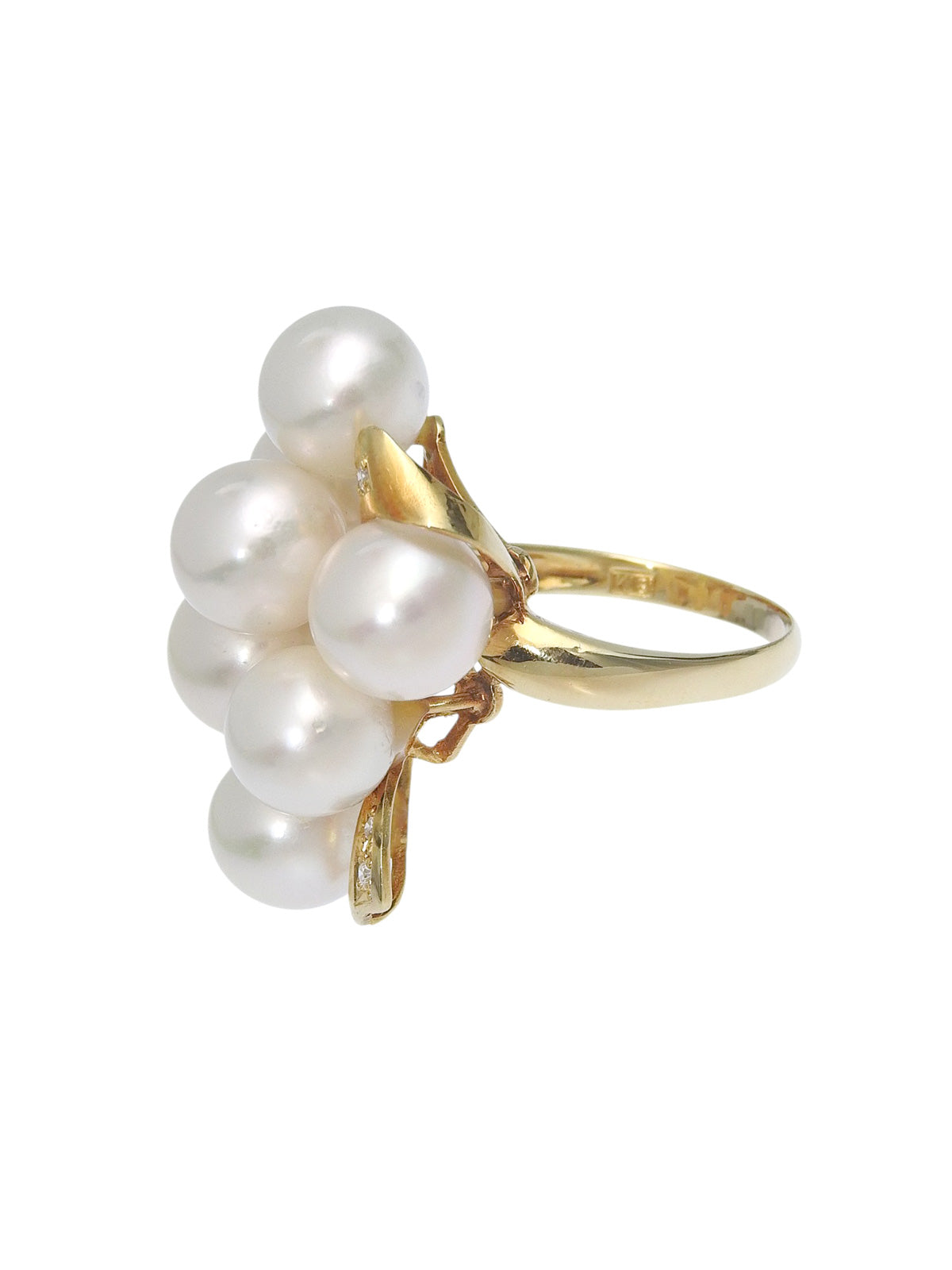 18K Akoya Pearl Diamond Design Ring Gold