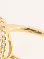 18K Oval Diamond and Sapphire Ring in Blue/Gold