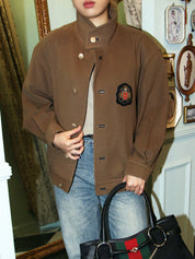 Logo Emblem Patch Blouson Brown