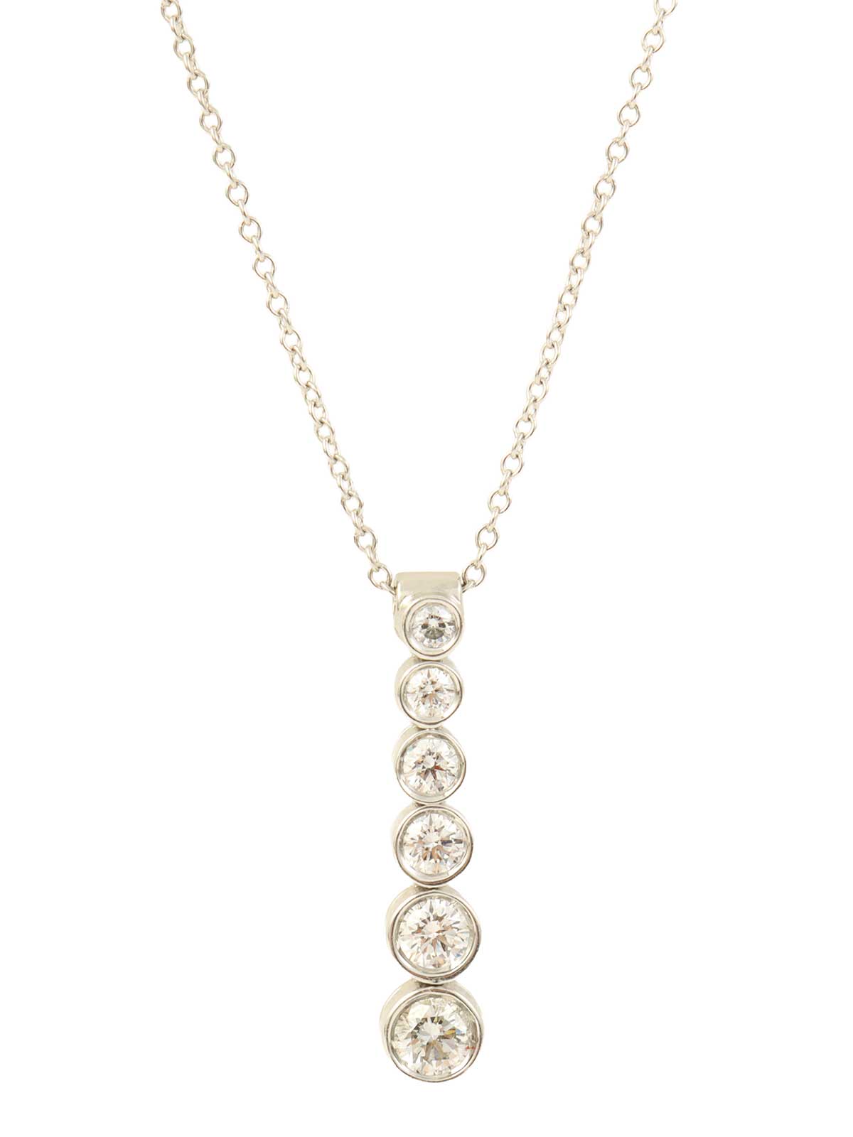 Platinum Diamond Jazz Graduated Necklace in Silver| VINTAGE