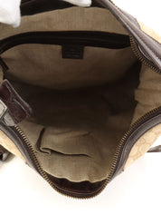 Crocodile canvas GG pattern combination 2-way bag in beige/dark brown